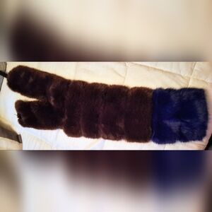 Luxurious One Sleeve With Collar Brown and Blue FAUX Fur.